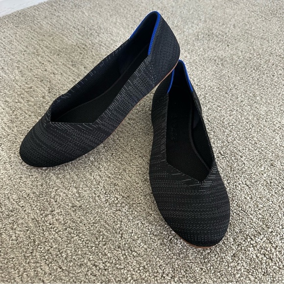Rothy's Round Toe Heathered Black Women's Size 7.5 Ballet Flats - Picture 1 of 12